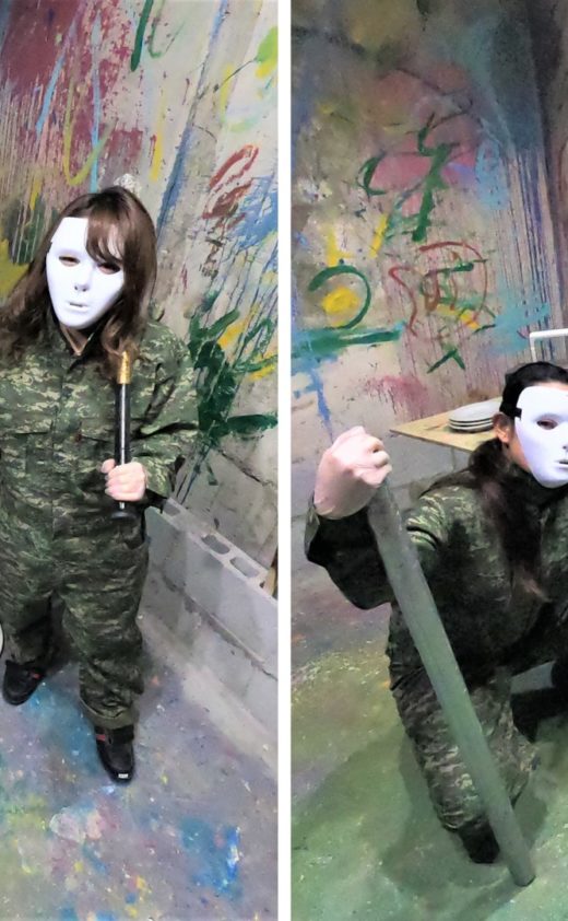 仮面を被って物壊す！ホラーな感じでハイチーズ☆