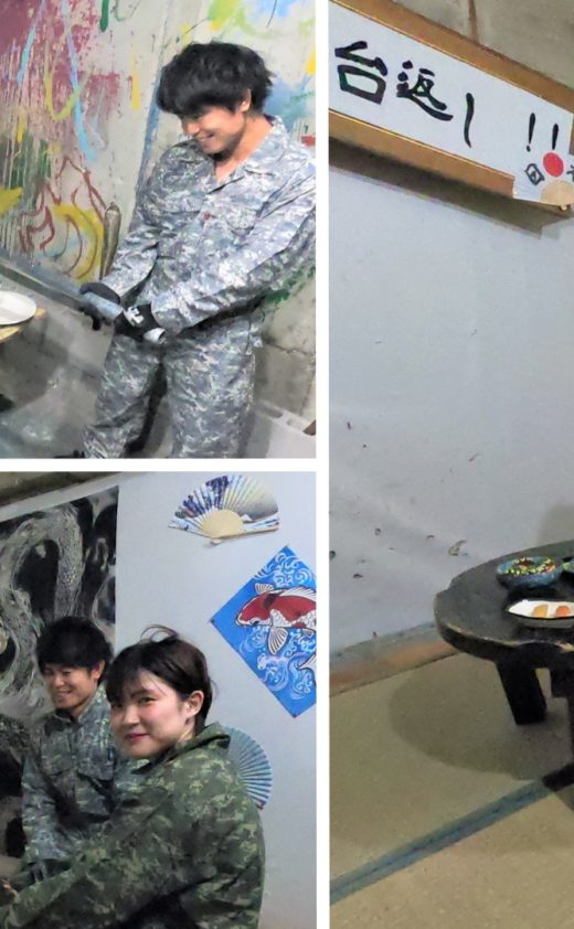 カップルで仲良く遊んでちゃぶ台（頂戴）